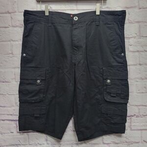 Lazer Co Mens Cargo Shorts Size 38 Black Utility Workwear 100% Cotton Streetwear